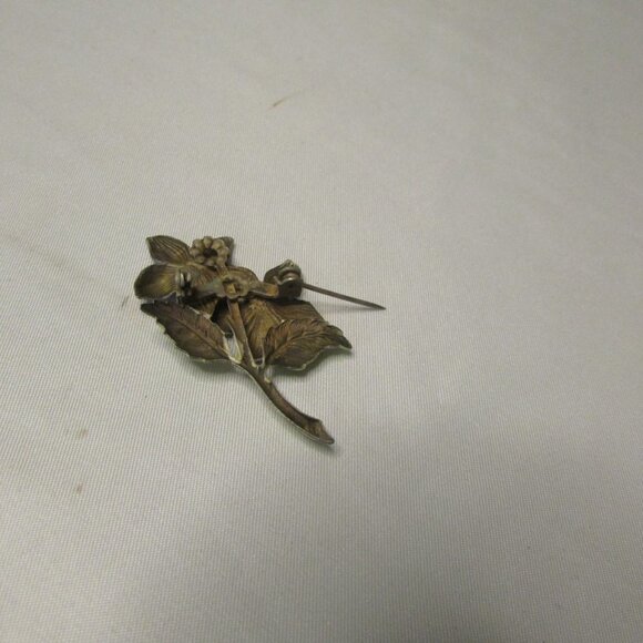 Broach Pin Floral Flower Purple Gray - Picture 7 of 7